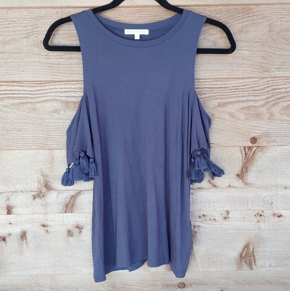 Rebecca Minkoff Navy Theora Cold Shoulder Tee Sml - Picture 1 of 5